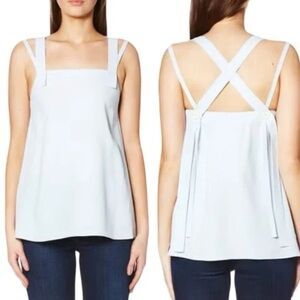 HELMUT LANG Light Blue Sleeveless Top with Button Straps (T3)